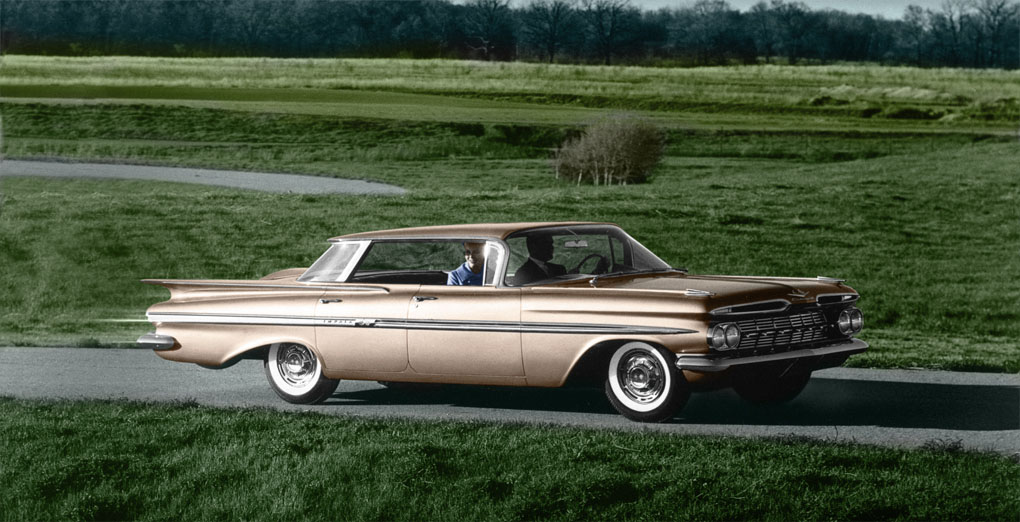 1959 Impala Sport Sedan - transparency scan, colorized